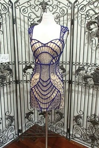 G2207 RACHEL ALLAN 6691 BLUE SZ 8 $199 BEADED  PROM HOMECOMING DRESS GOWN - Picture 1 of 7