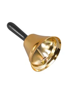 Gold Santa Bell Hand Held Father Christmas Jingle Bell Xmas Party Decoration - Picture 1 of 3