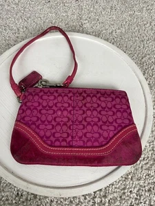 Borsa da polso Coach donna piccola jacquard in pelle monogramma firma C rosa - Foto 1 di 13