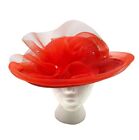Kaky Co Womens Straw & Tulle Church Formal Christening Wedding Derby Red Hat