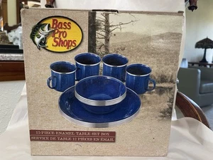 Bass Pro Emaille Camping Geschirr Tisch Set Gedeck für 4 Kobaltblau 12 Teile NEU - Bild 1 von 7