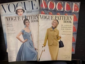 Vintage 50s Vogue Magazine February 1955 American Fashion Pattern Book Lot 5 - Picture 1 of 10