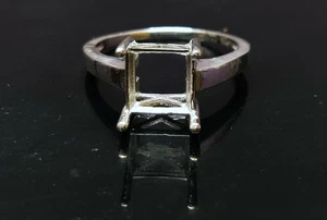 Solid 925 Silver 8mm Square Semi Mount Ring Setting for Stone – Ring Blank - Picture 1 of 5
