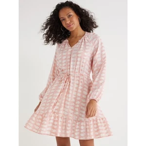 Vestido para mujer Time & Tru boho campesino estampado de pinceladas cintura atada en rosa talla XL - Imagen 1 de 9