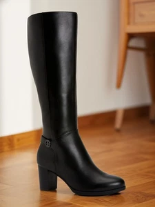Giani Bernini Womens Adonnys Leather Tall Knee High Boots Black Size 9M NIB - Picture 1 of 3