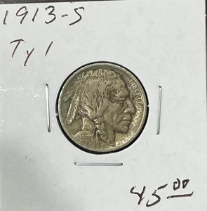 1913 S T-1 Buffalo Nickel (mostly full horn & date) - Picture 1 of 2