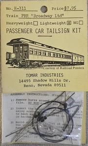 NOS Tomar Passenger Car Lightweight Tailsign Kit H-311 PRR Broadway Ltd. - Picture 1 of 2