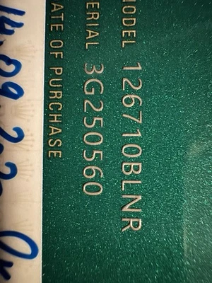 Rolex Submariner 126710 Guarantee Warranty Garanzia BATMAN BLNR BATGIRL - Immagine 1 di 4