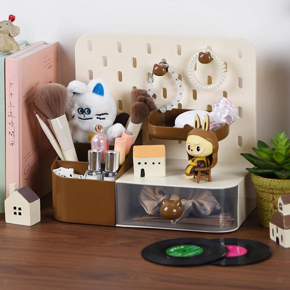 台式存储盒笔架大容量存储抽屉女孩文具 — 第 1/1 张图片