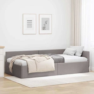 Eckbettgestell Taupe 80 x 200 cm Textil und Holzwerkstoff - Bild 1 von 11