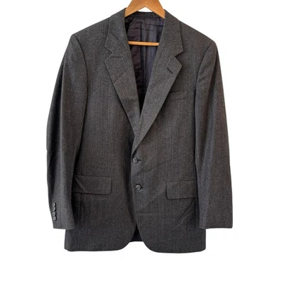 Abrigo deportivo vintage Hickey Freeman gris lana espiga para hombre blazer grande 40R Foto 1 de 4