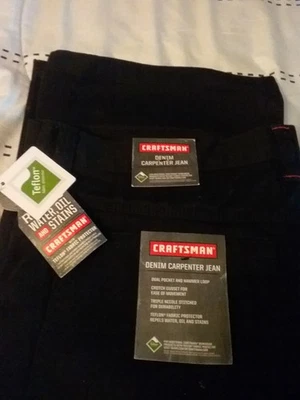 Pantalones de mezclilla CRAFTSMAN CARPENTER para hombre 42 X 30 negros PANTALONES DE TRABAJO nuevos precio de venta sugerido por el fabricante $50 Foto 1 de 4
