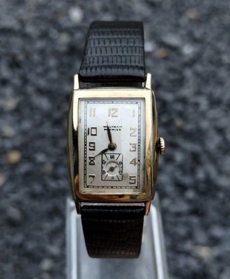 Relógio masculino Waltham Premier 17j. Nova pulseira de couro antiga vintage. Estado de funcionamento - Imagem 1 de 4