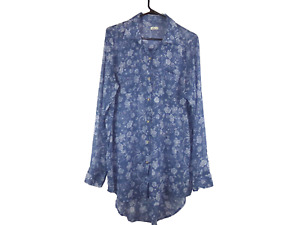 Hollister women's size L Blue Paisley Semi Sheer Long Sleeve Button Up Dress