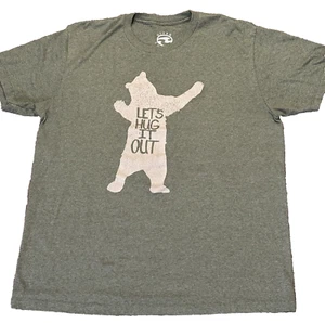 Ocean Current Let’s Hug It Out Mens Large Graphic T-shirt Bear Outdoor Hiking - Picture 1 of 6