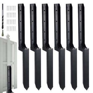 6-Pack Fence Post Anchor Ground Spike 34 x 4 x 2 in Metal Fence Stakes New - Picture 1 of 8