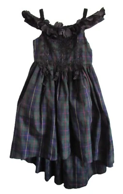 Vestido Trish Scully Niño Tartán Adornado a Cuadros Alto Lo Calce y Acampanado Talla 12 Foto 1 de 4