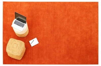 Rug for Living Room Area Rug for Bedroom Modern Rug Solid Color Rust Orange Wool - Image 1 of 4