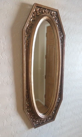 VTG Syroco Ornate Gold Gilt Wall Mirror Oval Accent Hollywood Regency MCM Decor Cover