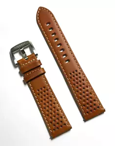 Original Tissot PRS516 20mm BROWN Leather Watch Band Strap T149407 A - Picture 1 of 2
