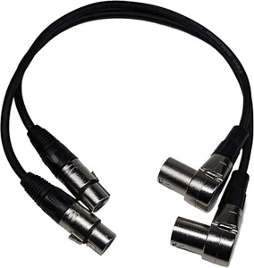 Right Angle Male XLR to Straight Female XLR Plug Cable, 3-Pin to 3-Pin, 2 Pack - Picture 1 of 5