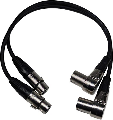 Right Angle Male XLR to Straight Female XLR Plug Cable, 3-Pin to 3-Pin, 2 Pack - Image 1 of 4