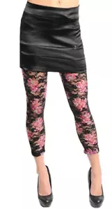 Gothic Lolita Victorian Wimsigoth Garden Goth Pink Rose Lace Cropped Legging - Bild 1 von 2
