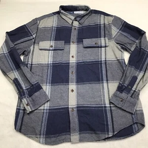 Old Navy Reg Fit Flanell Hemd Herren L dunkelblau grau Decke kariert Grunge Outdoor - Bild 1 von 16