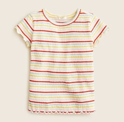 Crewcuts Girls T Shirt XL Cotton White Yellow Red Striped Short Sleeve Top NWT - Image 1 of 4