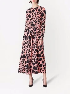Carolina Herrera 289209 Spotted midi dress long sleeve Melon Multi size 4 - Picture 1 of 3