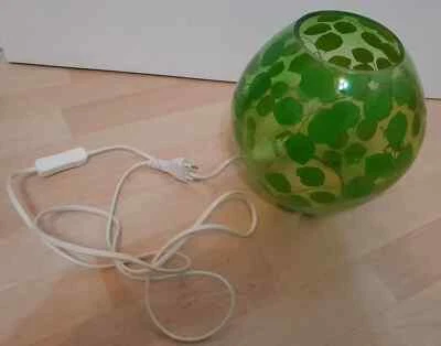 1990er Ikea KNUBBIG Tischlampe Tischleuchte 25cm Kugel Glas klar mit Grünen - Bild 1 von 3