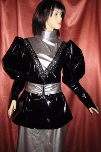 Lackbluse für IHN Zofenbluse Zoferich festlich Spitze Lack Vinylblouse for HIM - Picture 1 of 9