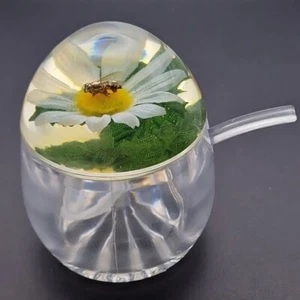 Vintage Lucite Acrylic Preserve Honey Jar With Domed Lid a With A Bee Set in it - Bild 1 von 24