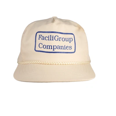 VTG Facili Group Companies Snapback Hat Rope Cream Blue Promo Advert - Image 1 of 4