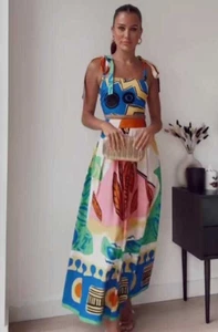 ZARA HIGH WAIST MIDI PRINTED VOLUMINOUS SKIRT SIZE L REF. 2889/125 - Picture 1 of 10