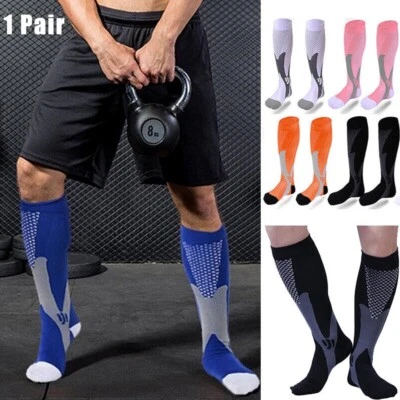 Copper Compression Socks Running Anti Fatigue Graduated Travel Flight Sleeve - Image 1 of 4