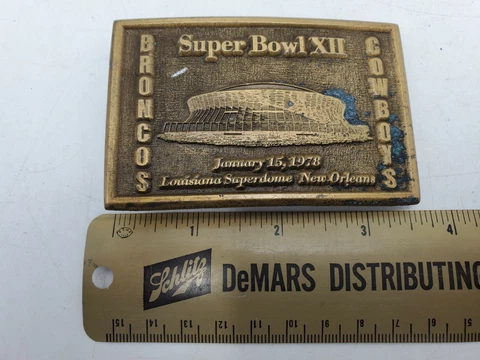 1978 Super Bowl XII Dallas Cowboys Denver Broncos Belt Buckle by PD Quedenfeld Cover