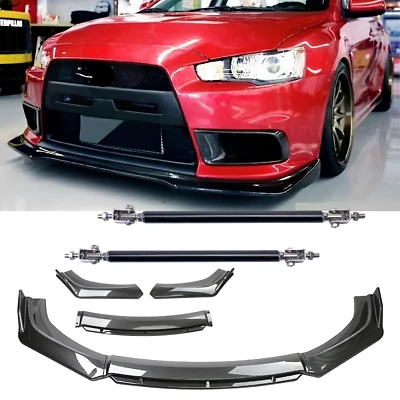Carbon Fiber Black Front Bumper Lip Chin Body Kit Spoiler For Mitsubishi galant - Image 1 of 4