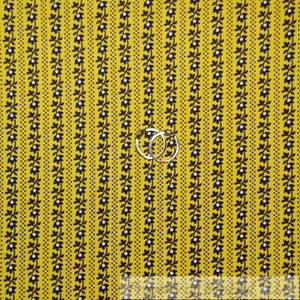BonEful Fabric FQ Cotton Quilt Yellow B&W Dot Ticking Stripe Calico Small Flower - Picture 1 of 11