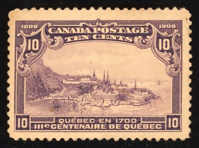 Canada Scott 101 Mint NG 10c Yellow Brown 1908 Quebec Tercent Lot T685 bhmstamps - Image 1 of 2