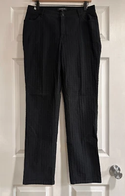 Calça feminina Lafayette 148 New York texturizada preta tamanho 10 algodão stretch - Imagem 1 de 4