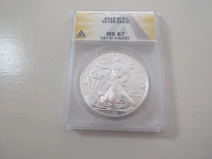 2019-W , S$1 , Silver Eagle , MS 67 , Satin Finish , ANACS - Picture 1 of 2
