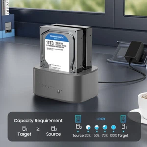 Estación de Acoplamiento USB 3.0 Disco Duro Externo 2 x 18 TB Doble Bahía 2.5/3.5" HDD SSD - Imagen 1 de 12