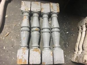 c1900 Victorian chunky porch railing baluster spindles set of 4 - 18" x 2 7/8" - Picture 1 of 9
