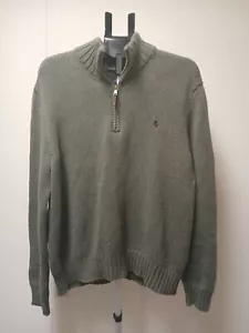 Polo Ralph Lauren GREEN 1/4 Zip Thick Knit Cotton Sweater Men’s Size XL - Picture 1 of 11