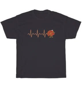 Fall Heartbeat Pulse Turkey Nurse Thanksgiving T-Shirt Unisex Funny Tee Gift NEW - Picture 1 of 4