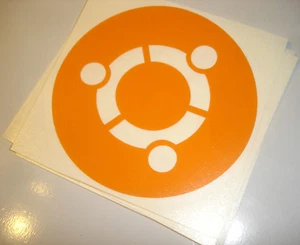 Ubuntu Linux Vinyl Laptop Sticker - Open source, Linux, Tux - (Orange) 100x100mm - Picture 1 of 1