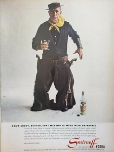 Buster Keaton Smirnoff Vintage 1957 Print Ads Ephemera Wall Art Decor Lot 2 - Picture 1 of 2