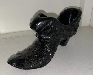 Scarpa margherita e bottone verde arte vetro ciabatta da collezione verde scuro Fenton vintage - Foto 1 di 7