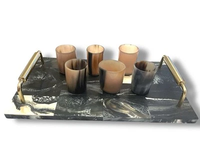 Horn Shot Glasses +horn Tray PREOWNED/NEW - Image 1 of 4